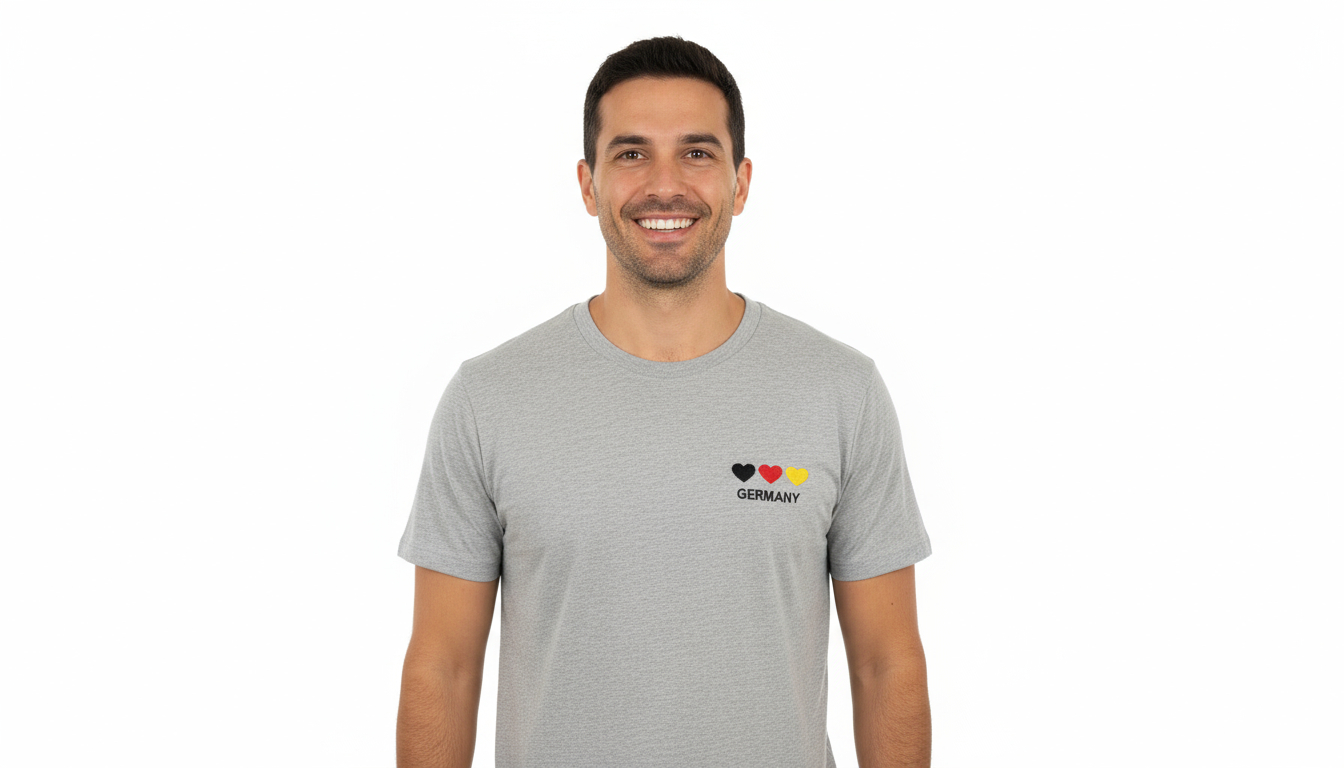 T-Shirt Baumwolle Deutschland Herzen bestickt