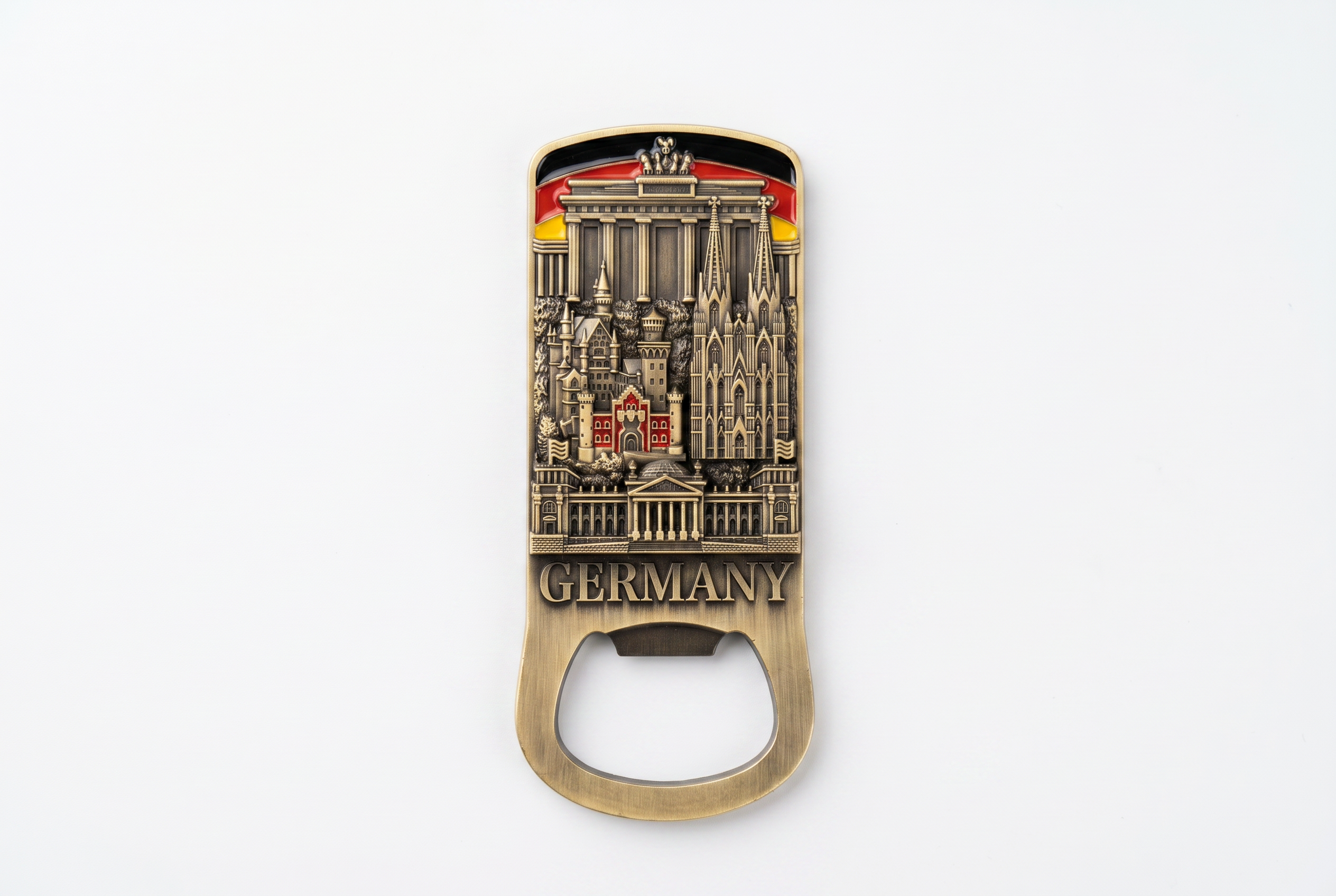 Kühlschrankmagnet Flaschenöffner Deutschland – 3D Metall in Antik-Bronze-Optik