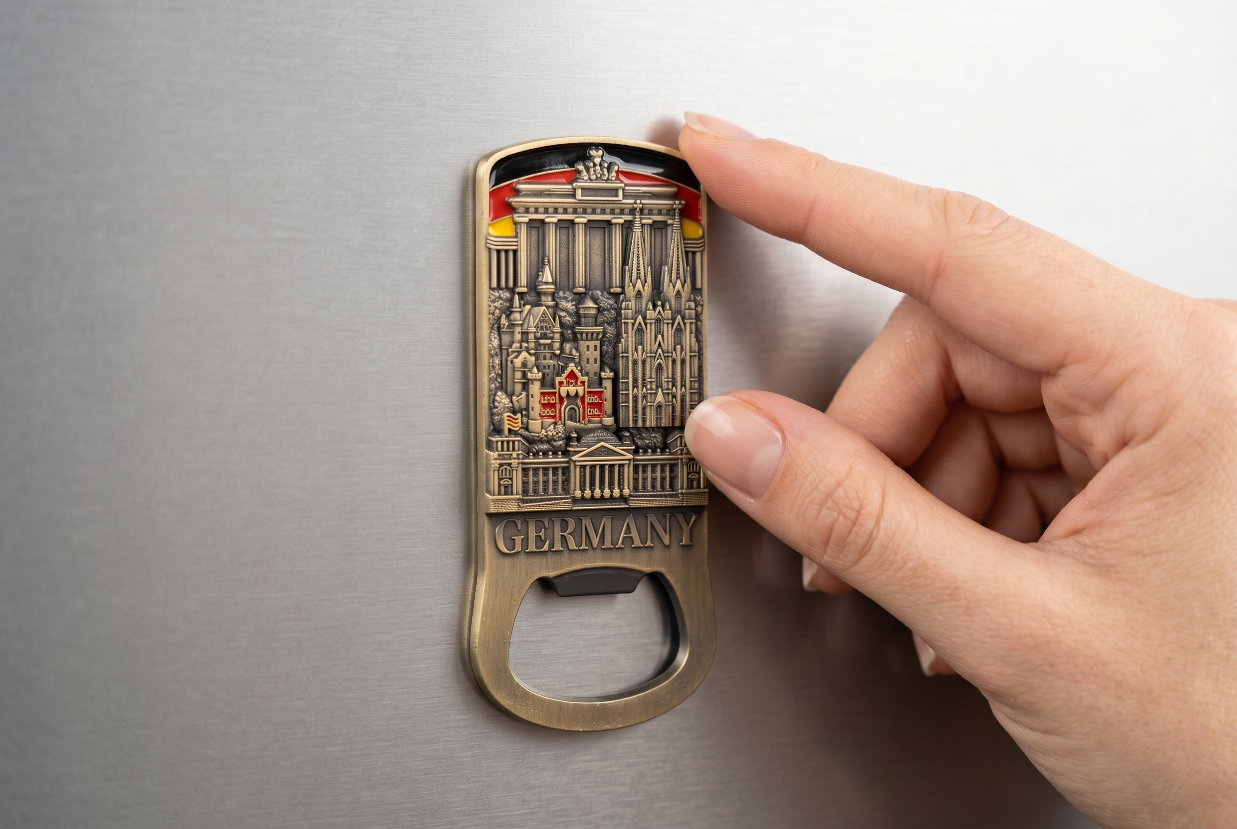 Kühlschrankmagnet Flaschenöffner Deutschland – 3D Metall in Antik-Bronze-Optik